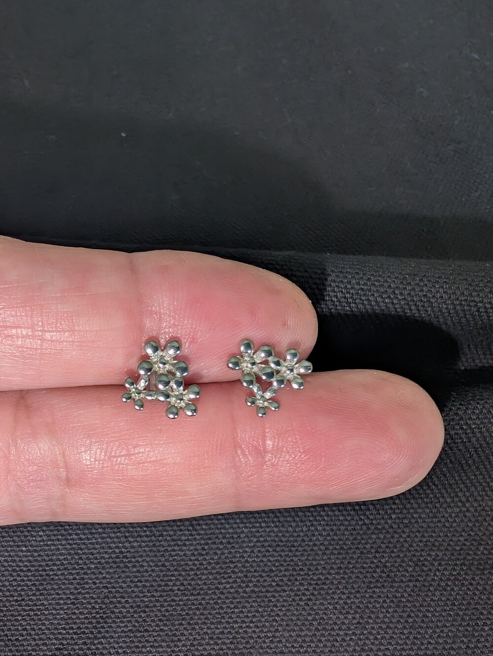 Dainty 925 Silver Flower Earrings, Studs, Silver Blossoms